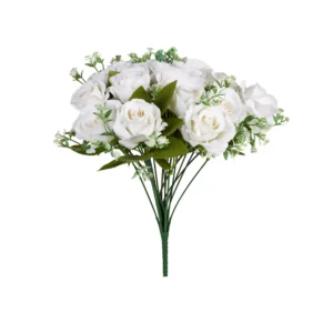 بوته رز 18 تایی جنس پارچه ای سفید